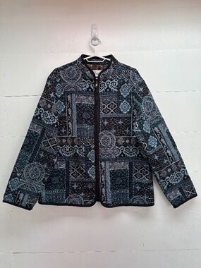 Vintage Tradition Country Collection tapestry jacket blue and black size  L